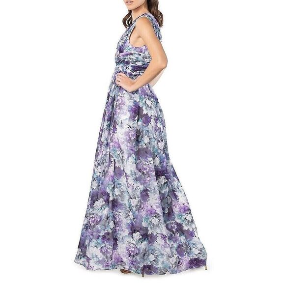 Dress the Population Sz Small Purple Jaclyn Floral-Print Chiffon Maxi Dress $268 - Picture 13 of 13